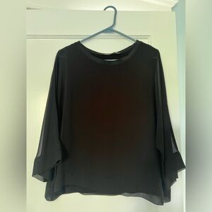 Zara Black Sheer Sleeve Tunic Top